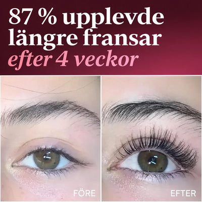 Före och efter-bild på fransar efter 4 veckor