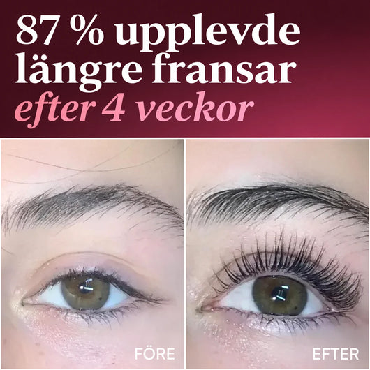 Före och efter-bild på fransar efter 4 veckor