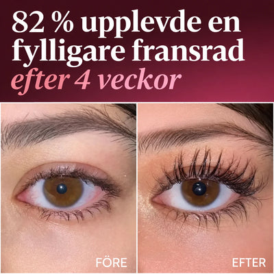Före och efter-bild på fransrad efter 4 veckor